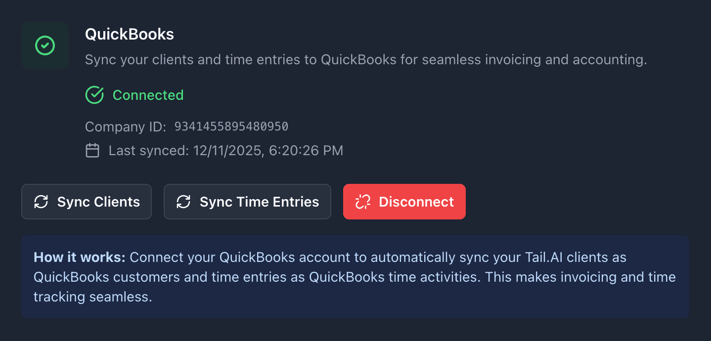 Intuit QuickBooks integration